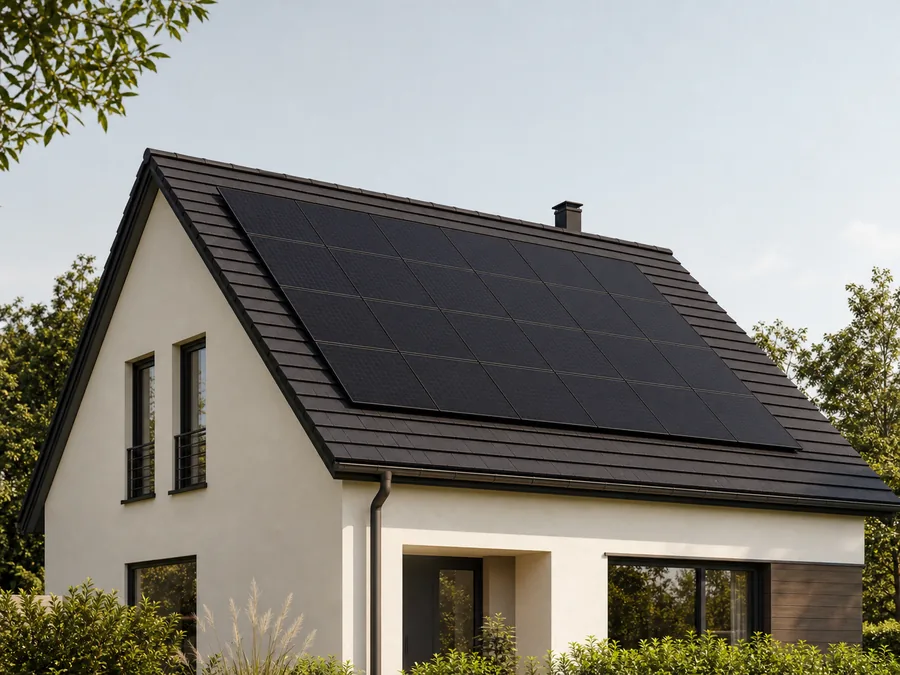Photovoltaikanlage auf einem modernen Hausdach